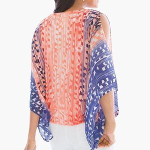 Chico’s Summery Shapes Mesh Split Sleeve Poncho Top Medium
